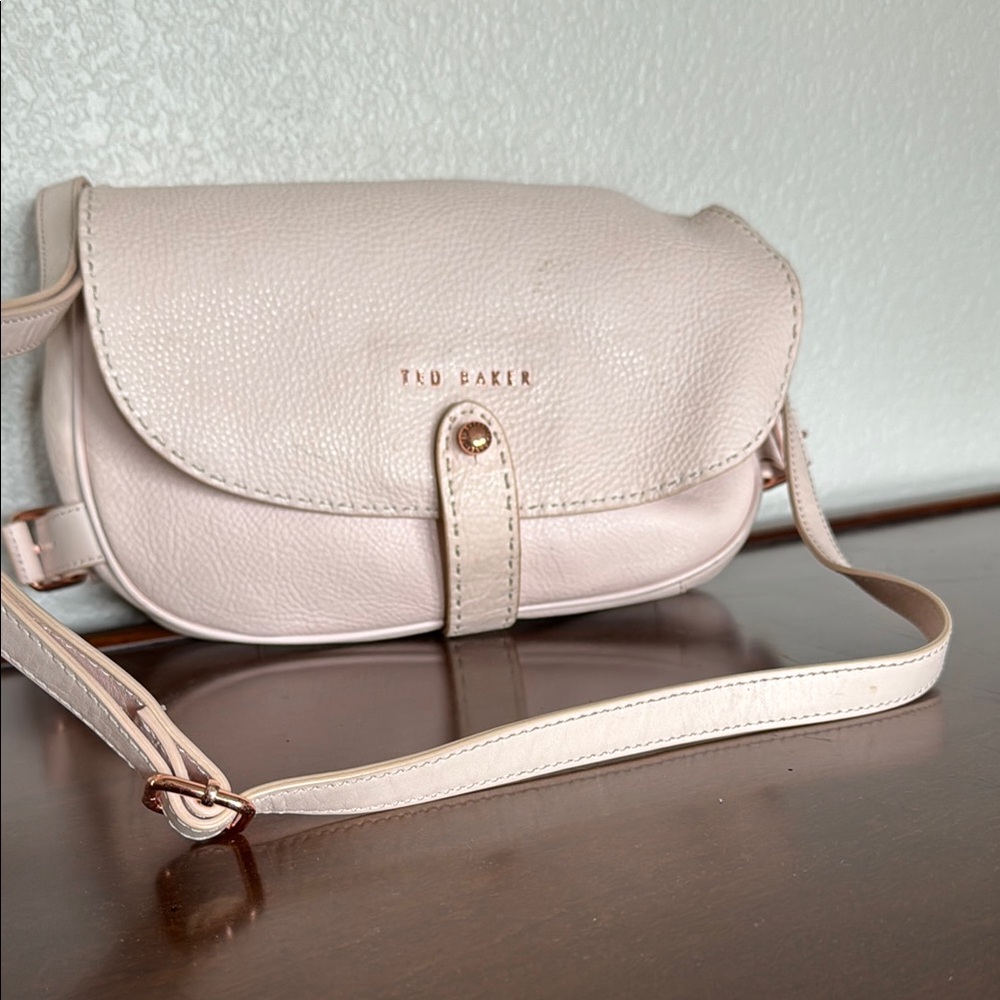 Ted Baker Pink Soft Leather Crossbody Bag with Textured Finish